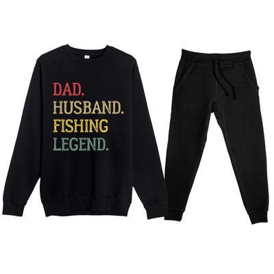 Dad Husband Fishing Legend Vintage Fishing Dad Cute Gift Premium Crewneck Sweatsuit Set