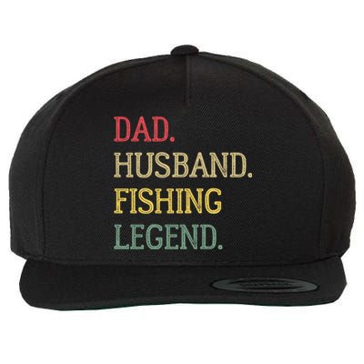 Dad Husband Fishing Legend Vintage Fishing Dad Cute Gift Wool Snapback Cap