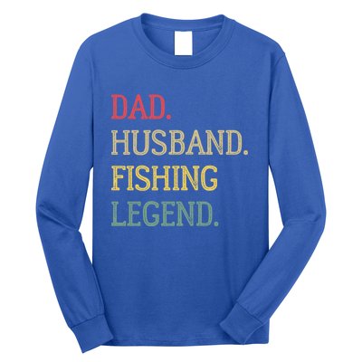 Dad Husband Fishing Legend Vintage Fishing Dad Cute Gift Long Sleeve Shirt