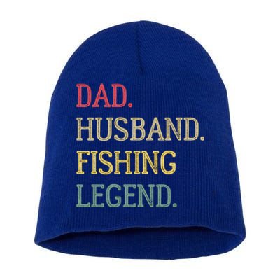 Dad Husband Fishing Legend Vintage Fishing Dad Cute Gift Short Acrylic Beanie