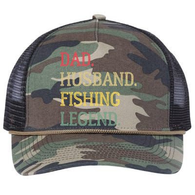 Dad Husband Fishing Legend Vintage Fishing Dad Cute Gift Retro Rope Trucker Hat Cap