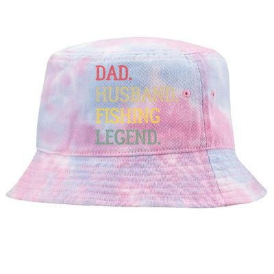 Dad Husband Fishing Legend Vintage Fishing Dad Cute Gift Tie-Dyed Bucket Hat