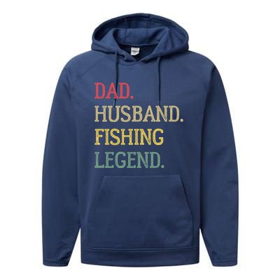 Dad Husband Fishing Legend Vintage Fishing Dad Cute Gift Performance Fleece Hoodie