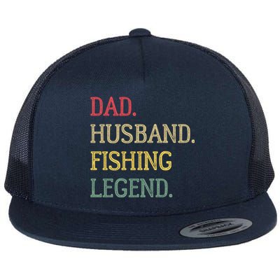 Dad Husband Fishing Legend Vintage Fishing Dad Cute Gift Flat Bill Trucker Hat