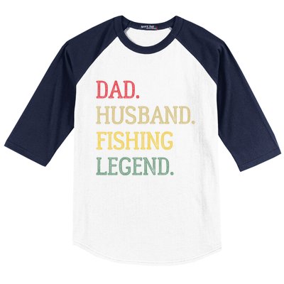 Dad Husband Fishing Legend Vintage Fishing Dad Cute Gift Baseball Sleeve Shirt