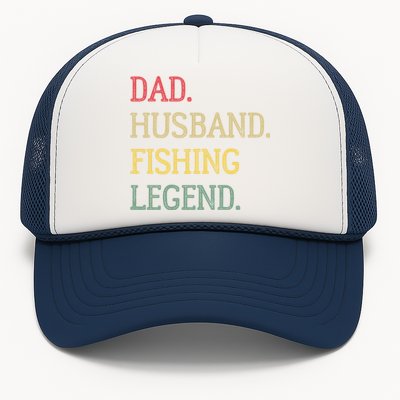 Dad Husband Fishing Legend Vintage Fishing Dad Cute Gift Trucker Hat