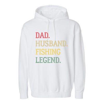 Dad Husband Fishing Legend Vintage Fishing Dad Cute Gift Garment-Dyed Fleece Hoodie