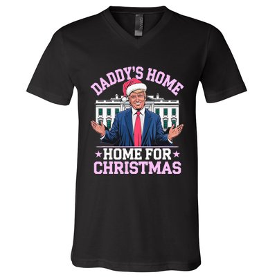 DaddyS Home For Christmas Trump 2024 V-Neck T-Shirt