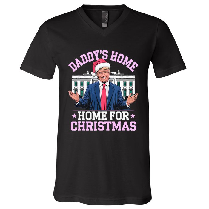 DaddyS Home For Christmas Trump 2024 V-Neck T-Shirt