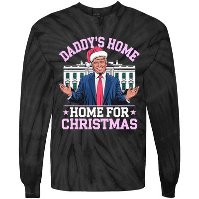 DaddyS Home For Christmas Trump 2024 Tie-Dye Long Sleeve Shirt