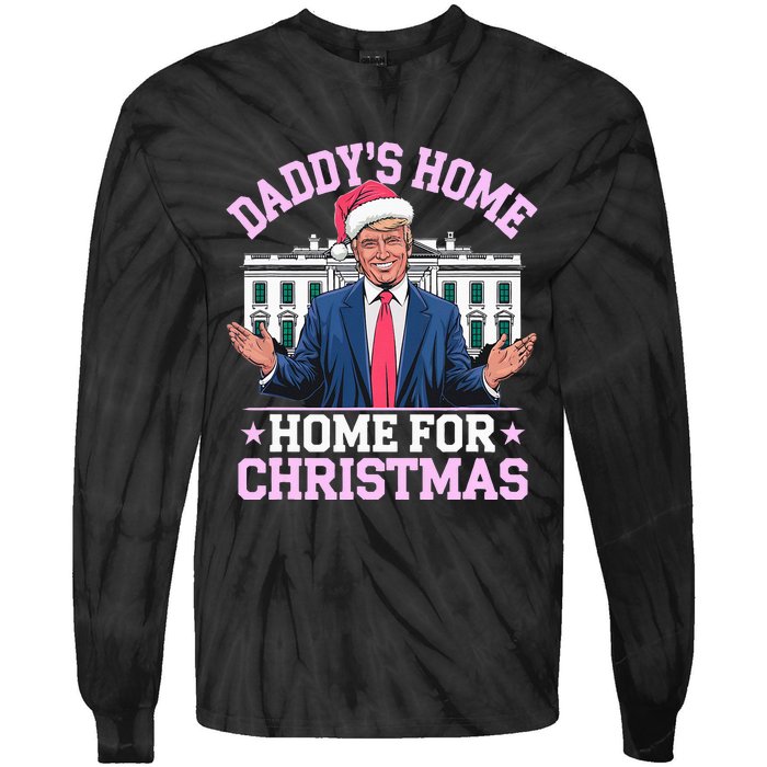 DaddyS Home For Christmas Trump 2024 Tie-Dye Long Sleeve Shirt