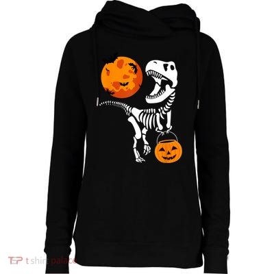 Dinosaur Halloween Funny T Rex Womens Funnel Neck Pullover Hood