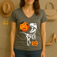 Dinosaur Halloween Funny T Rex Women's V-Neck T-Shirt
