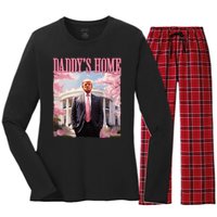 DaddyS Home Funny Trump DaddyS Coming Home 2024 Maga 2024 Women's Long Sleeve Flannel Pajama Set 