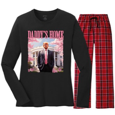 DaddyS Home Funny Trump DaddyS Coming Home 2024 Maga 2024 Women's Long Sleeve Flannel Pajama Set 