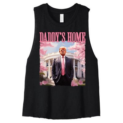 DaddyS Home Funny Trump DaddyS Coming Home 2024 Maga 2024 Women's Racerback Cropped Tank