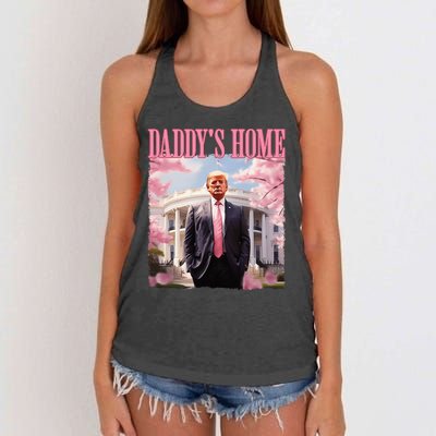 DaddyS Home Funny Trump DaddyS Coming Home 2024 Maga 2024 Women's Knotted Racerback Tank