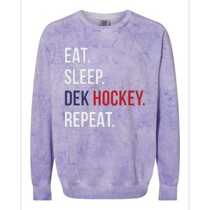 Dek Hockey Funny Eat Sleep Dek Hockey Repeat Colorblast Crewneck Sweatshirt