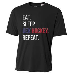 Dek Hockey Funny Eat Sleep Dek Hockey Repeat Cooling Performance Crew T-Shirt