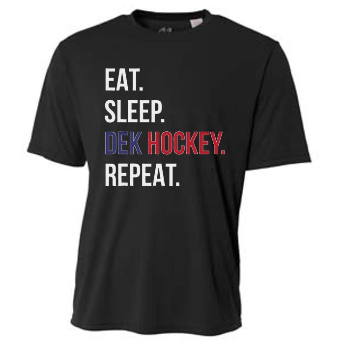 Dek Hockey Funny Eat Sleep Dek Hockey Repeat Cooling Performance Crew T-Shirt