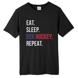 Dek Hockey Funny Eat Sleep Dek Hockey Repeat Tall Fusion ChromaSoft Performance T-Shirt