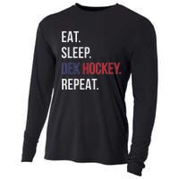 Dek Hockey Funny Eat Sleep Dek Hockey Repeat Cooling Performance Long Sleeve Crew