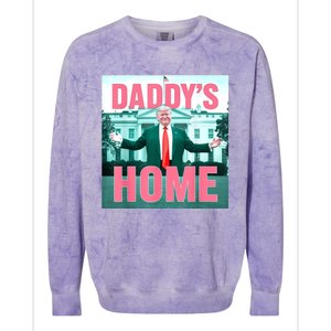 Daddys Home Funny Trending Women Colorblast Crewneck Sweatshirt