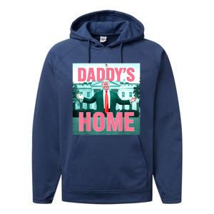 Daddys Home Funny Trending Women Performance Fleece Hoodie