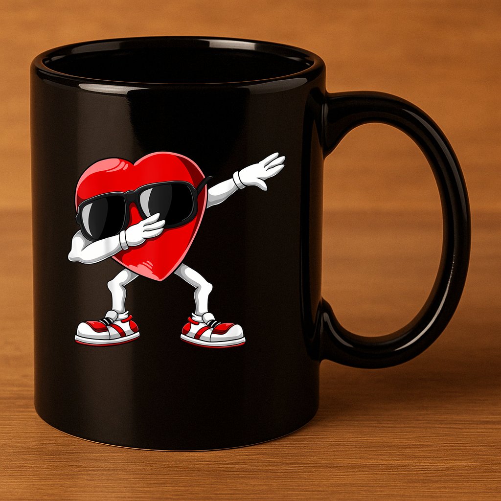 Dabbing Heart Funny Gift Valentines Day 11oz C Handle Ceramic Mug