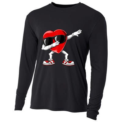 Dabbing Heart Funny Gift Valentines Day Cooling Performance Long Sleeve Crew