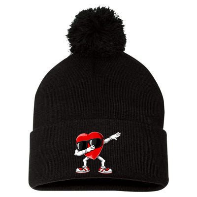 Dabbing Heart Funny Gift Valentines Day Pom Pom 12in Knit Beanie