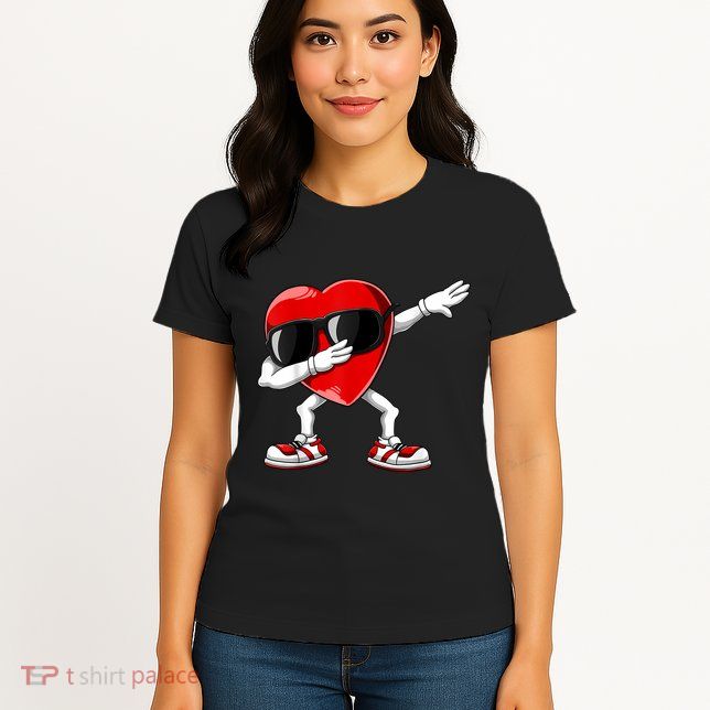 Dabbing Heart Funny Gift Valentines Day Womens T-Shirt