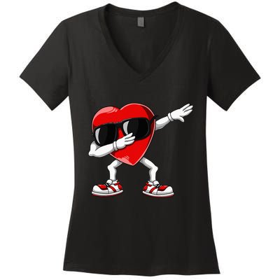 Dabbing Heart Funny Gifts Valentines Day Women's V-Neck T-Shirt