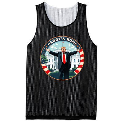 Daddys Home Funny Donald Trump White House 2024 President 47 Mesh Reversible Basketball Jersey Tank