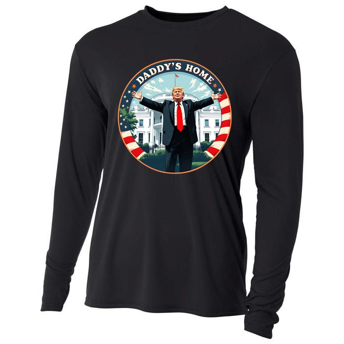 Daddys Home Funny Donald Trump White House 2024 President 47 Cooling Performance Long Sleeve Crew