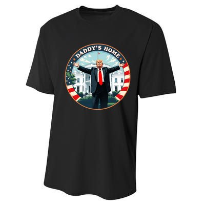 Daddys Home Funny Donald Trump White House 2024 President 47 Performance Sprint T-Shirt