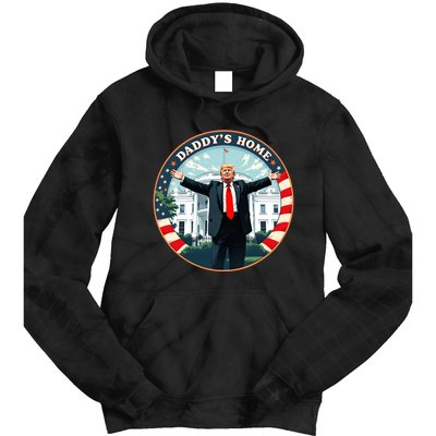 Daddys Home Funny Donald Trump White House 2024 President 47 Tie Dye Hoodie