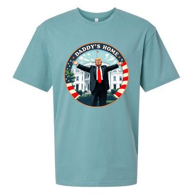 Daddys Home Funny Donald Trump White House 2024 President 47 Sueded Cloud Jersey T-Shirt