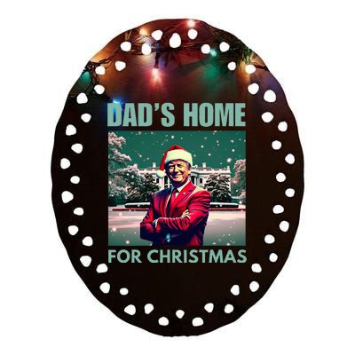 Dads Home For Christmas Dad Trump Home Ceramic Oval Ornament