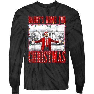 DaddyS Home For Christmas Trump Tie-Dye Long Sleeve Shirt