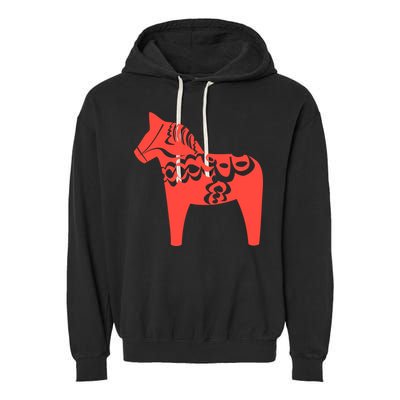 Dala Horse Gift Dalarna Swedish Sweden Sverige Gift Garment-Dyed Fleece Hoodie
