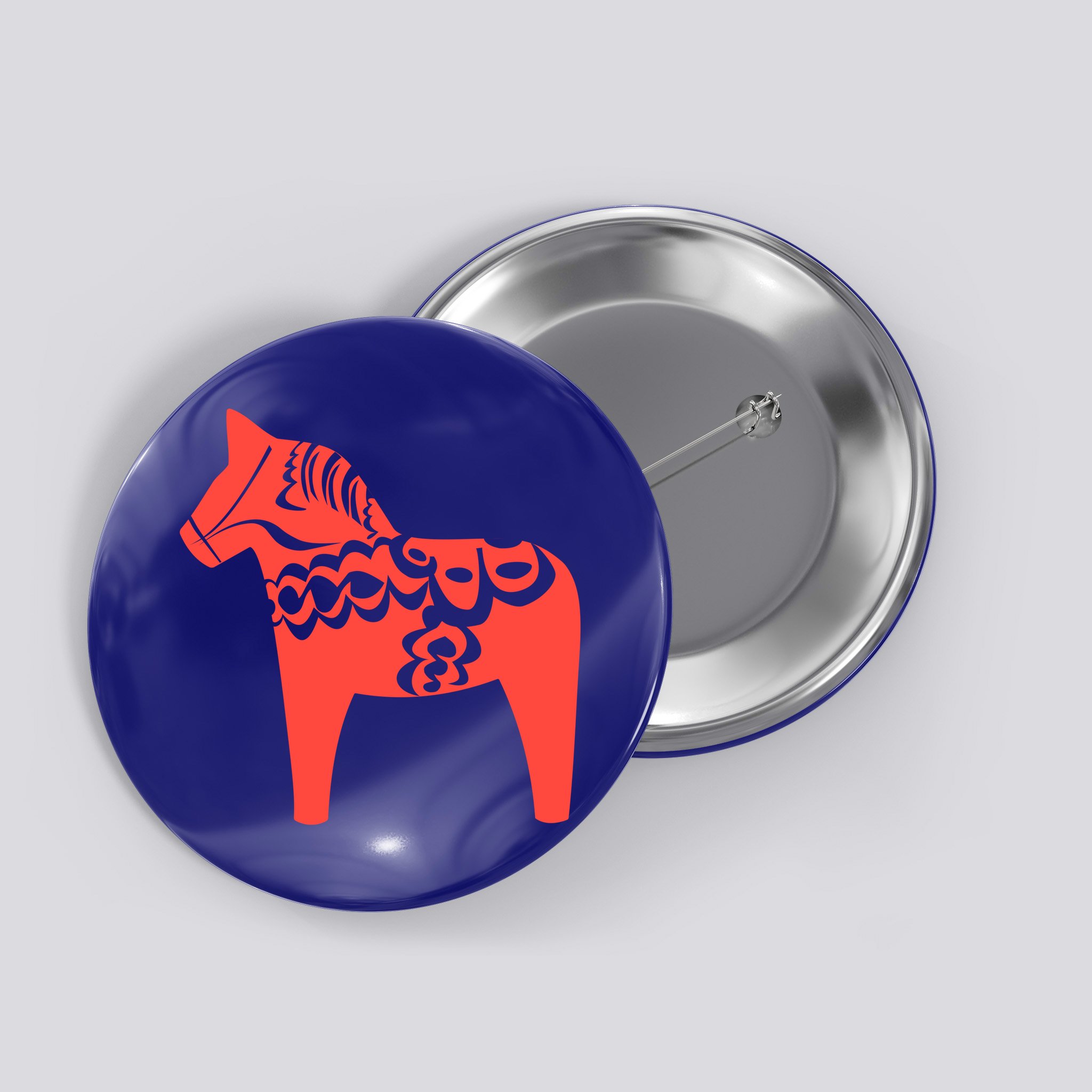 Dala Horse Gift Dalarna Swedish Sweden Sverige Gift Button