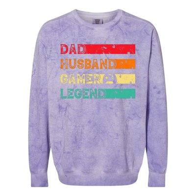 Dad Husband Gamer Legend Vintage Gamer gaming fathers Day Colorblast Crewneck Sweatshirt