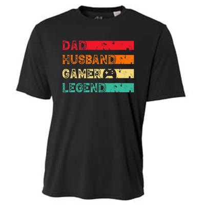 Dad Husband Gamer Legend Vintage Gamer gaming fathers Day Cooling Performance Crew T-Shirt