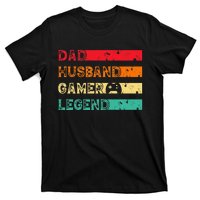 Dad Husband Gamer Legend Vintage Gamer gaming fathers Day T-Shirt