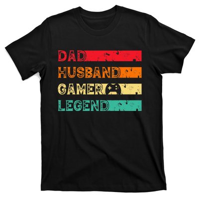 Dad Husband Gamer Legend Vintage Gamer gaming fathers Day T-Shirt