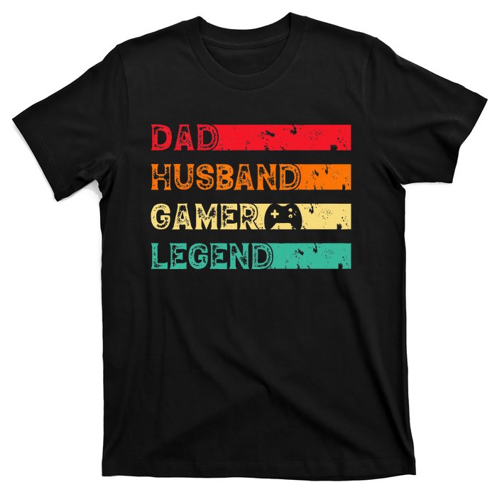 Dad Husband Gamer Legend Vintage Gamer gaming fathers Day T-Shirt