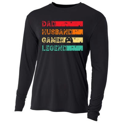 Dad Husband Gamer Legend Vintage Gamer gaming fathers Day Cooling Performance Long Sleeve Crew