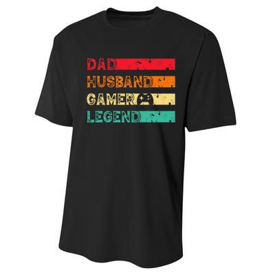 Dad Husband Gamer Legend Vintage Gamer gaming fathers Day Performance Sprint T-Shirt