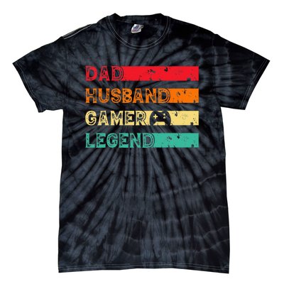 Dad Husband Gamer Legend Vintage Gamer gaming fathers Day Tie-Dye T-Shirt